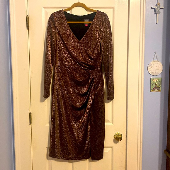 Stunning Vince Camuto Bronzed Animal Print Dress Size 14! - Picture 5 of 9